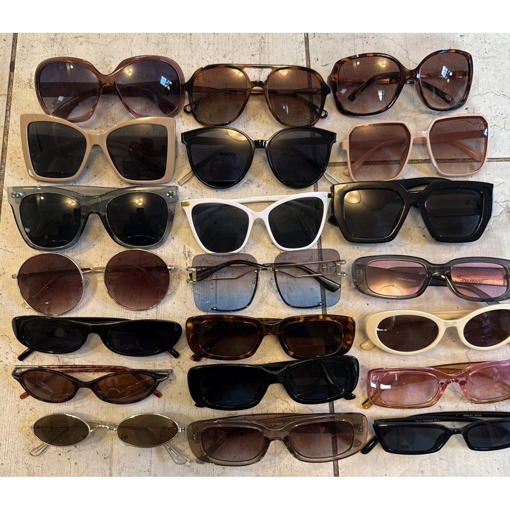 Lot of 21 Pairs Sunglasses Vintage-Oversized & Cat Eye Luxury-Includes all pairs